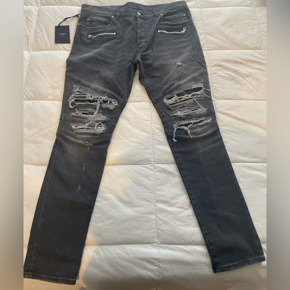 Balmain Ribbed Distress Jeans - Picture 3 of 9